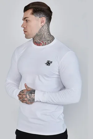 SikSilk Heren Witte Essentials Lange Mouwen T-shirt XS