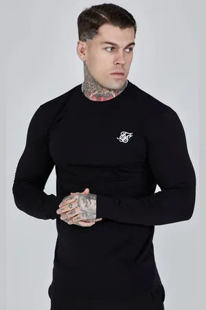 SikSilk Heren Zwarte Essentials Lange Mouwen T-shirt XS