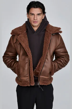 SikSilk Heren Bruine Aviator Jas XL