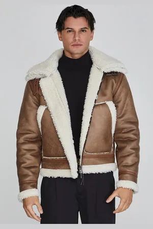 SikSilk Heren Bruine Aviator Jas XL