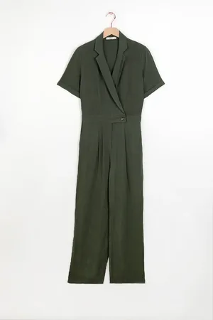 Sissy-Boy Donkergroene Linnen Straight Leg Jumpsuit