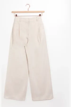 Sissy-Boy Off-white high waist wide leg linnen pantalon