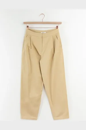 Sissy-Boy Beige mid waist katoenen bandplooibroek