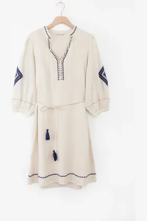 Sissy-Boy Beige midi jurk met embroidery