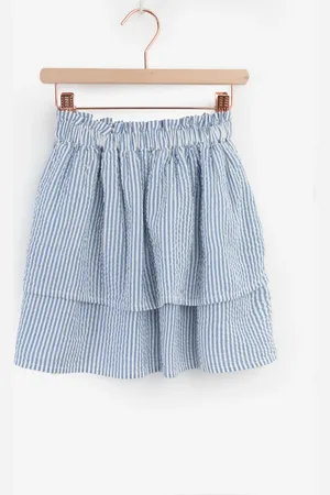Sissy-Boy Blauwe ruffle rok met strepen