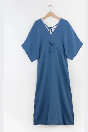 Sissy-Boy Blauwe maxi jurk met V-hals