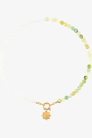 Sissy-Boy Lichtgroene beads ketting met parels