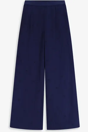 Sissy-Boy Donkerblauwe high waist pantalon met embroidery