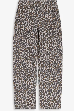 Sissy-Boy Bruine mid waist balloon leg jeans met leopard print