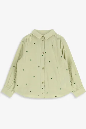 Sissy-Boy Lichtgroene blouse met geborduurde hartjes