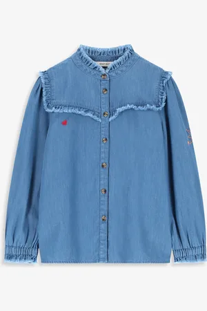 Sissy-Boy Blauwe denim ruffle blouse