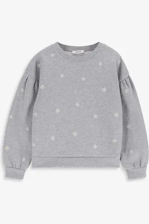 Sissy-Boy Grijze sweater met madeliefjes embroidery