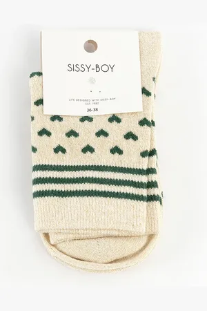 Sissy-Boy Gouden sokken met hartjes print