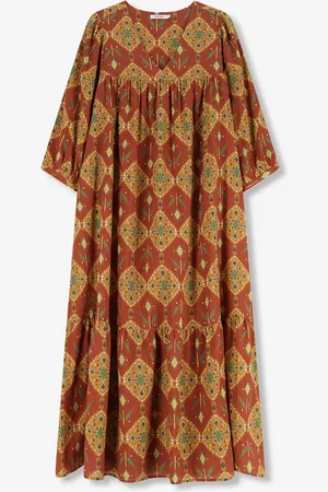Sissy-Boy Donkerrode maxi jurk met ikat dessin