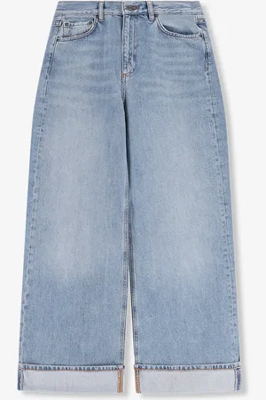 Sissy-Boy Lichtblauwe high waist wide leg jeans met omgeslagen pijpen