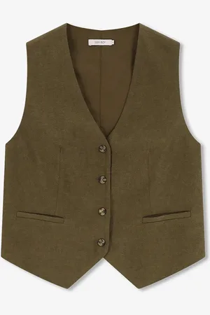 Sissy-Boy Donkergroen linnen gilet