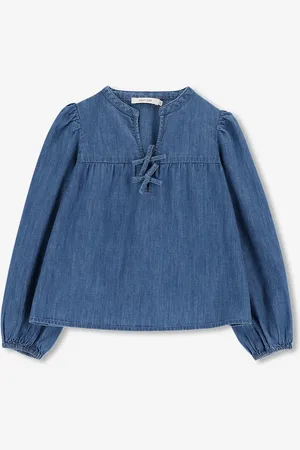 Sissy-Boy Blauwe denim blouse met strikjes
