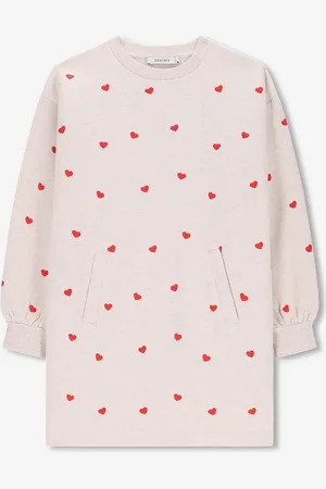 Sissy-Boy Beige sweatjurk met hartjes