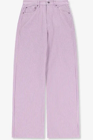Sissy-Boy Lichtpaarse mid waist wide leg jeans met strepen