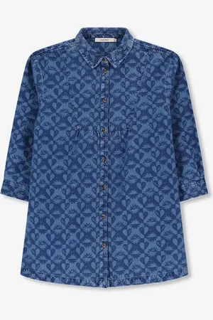 Sissy-Boy Blauwe denim jurk met print