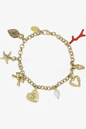 Sissy-Boy Gold plated schakelarmband met bedels