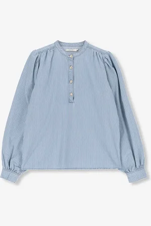 Sissy-Boy Blauwe denim blouse met strepen
