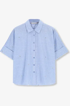 Sissy-Boy Blauwe blouse met pailletten details