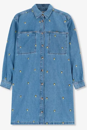 Sissy-Boy Blauwe denim jurk met embroidery
