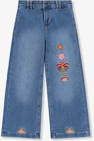 Sissy-Boy Blauwe wide leg jeans met embroidery