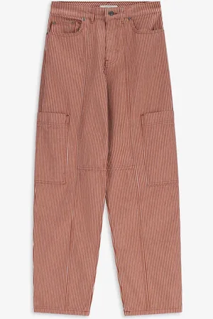 Sissy-Boy Bruine broek met opgestikte zakken en streepjes patroon