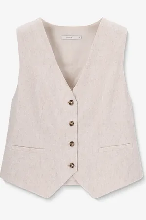 Sissy-Boy Beige linnen gilet