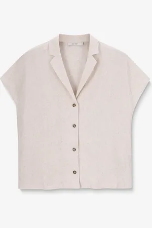 Sissy-Boy Beige blouse met korte mouwen