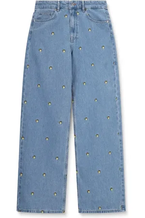 Sissy-Boy Blauwe high waist denim broek met embroidery