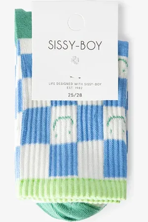 Sissy-Boy Blauwe sokken met blokjespatroon