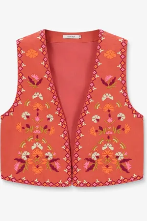 Sissy-Boy Lichtrood gilet met bloemen embroidery