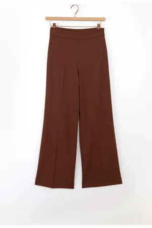 Sissy-Boy Bruine high waist wide leg pantalon met rits