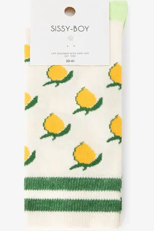 Sissy-Boy Witte sokken met citroenprint