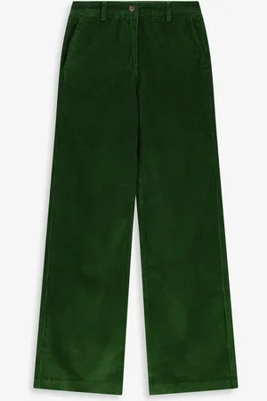 Sissy-Boy Donkergroene mid waist wide leg corduroy broek