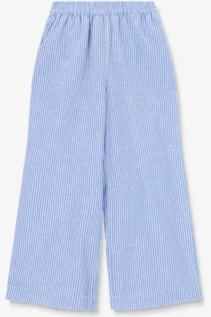 Sissy-Boy Lichtblauwe wide leg broek met strepen