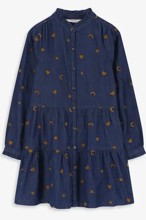 Sissy-Boy Donkerblauwe denimjurk met embroidery