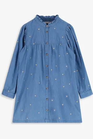 Sissy-Boy Blauwe denim jurk met hartjes embroidery