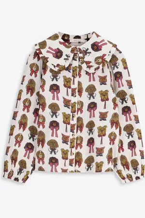 Sissy-Boy Off white blouse met hondenprint