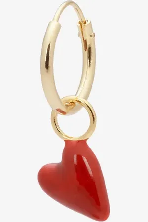 ANNA + NINA Anna+Nina gold plated single heart beat oorbel
