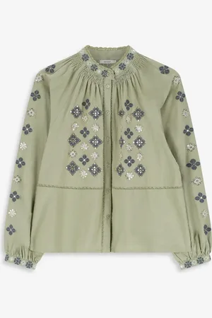 Sissy-Boy Lichtgroene blouse met borduurwerk