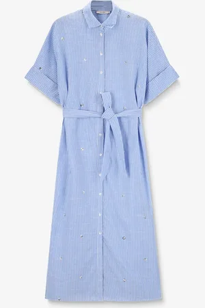 Sissy-Boy Blauwe gestreepte jurk met pailletten