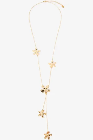 Sissy-Boy Goudkleurige ketting met bloemen