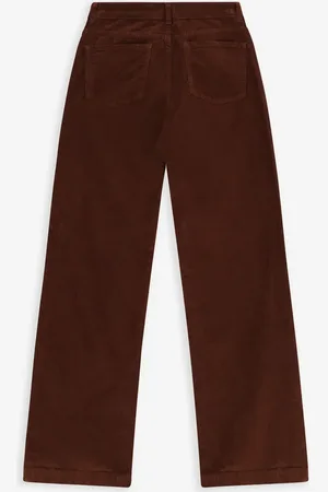 Sissy-Boy Donkerbruine mid waist flared corduroy broek