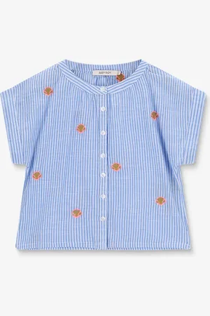 Sissy-Boy Blauwe gestreepte blouse met embroidery