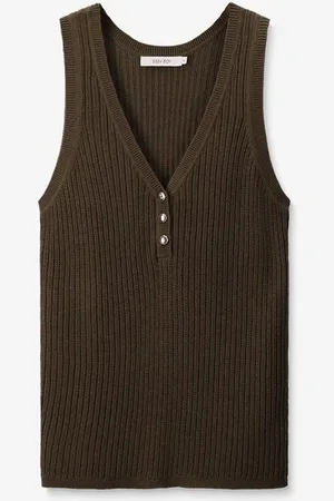 Sissy-Boy Donkergroen gebreid singlet