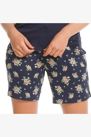 Pastunette Pyjama short dames kort - Blue Flower - Korte pyjamabroek katoen